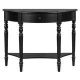Half Moon Console Table With Drawer & Shelf Accent Table For Entryway - Black