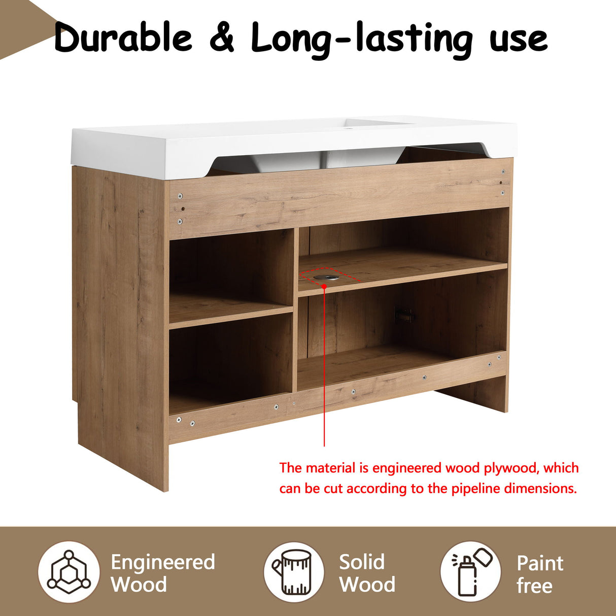 Freestanding Bathroom Vanity With Sink, Soft Close Doors