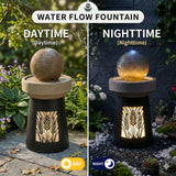 Outdoor Water Fountain, Warm LED Light - Brown