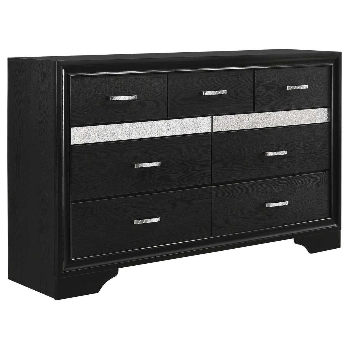Modern Bedroom Set With Upholstered Headboard And Textured Storage