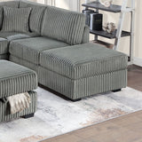 3 Piece Sectional Sofa With Reversible Chaise And USB Storage Ottoman