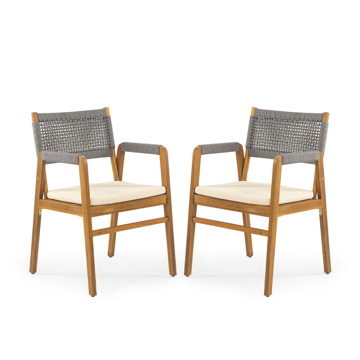 Outdoor Rustic Patio Acacia Bistro Set With Cushions