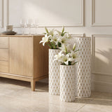 Diamond Embossed Floor Tall Vases Home Decor (Set of 3) - White / Gold