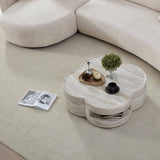 Clover Round Coffee Table With Open Storage - Marble