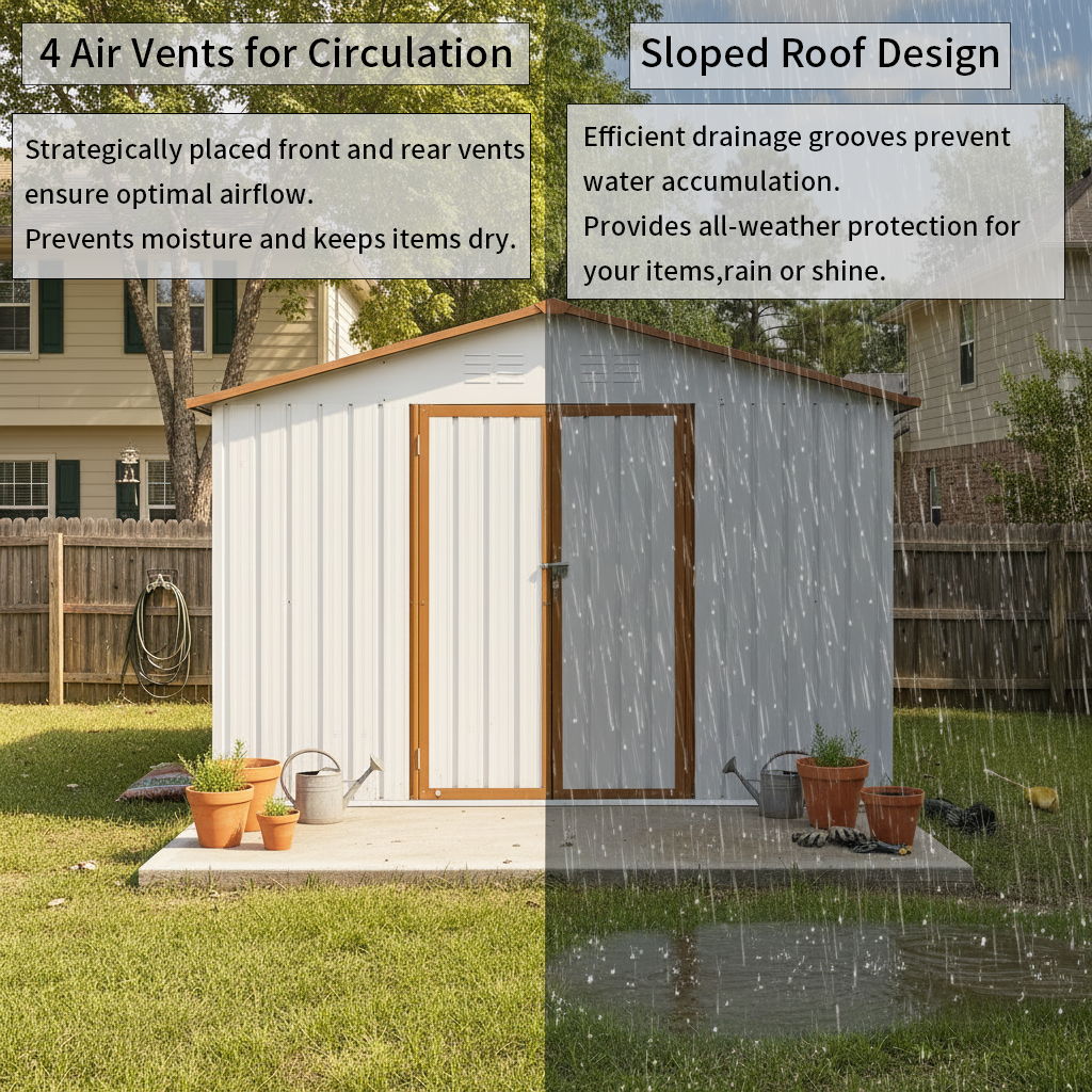 Garden Shed Outdoor Storage Building Waterproof Metal Frame 10x12ft