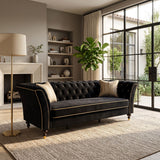 3 Person Sofa With Deep Seat, Tufted Backrest