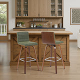 Vienna - Modern Swivel Bar Height Stool - Walnut Finished Wood Frame