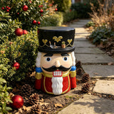 Classic Nutcracker Soldier Stool, Retro Christmas Decor Figurine Seat, Indoor Outdoor Use - Black / Red