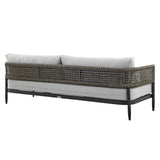 Alegria - 4 Piece Outdoor Black Aluminum & Rope Conversation Set With Light Gray Fabric Cushions