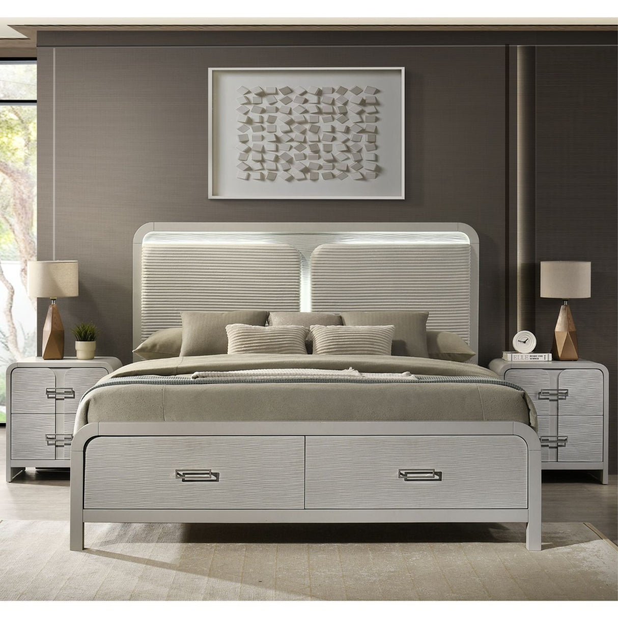 Aria - 2 Drawer Nightstand - Beige