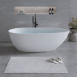 Solid Surface Matte Tub, Freestanding Solid Surface Resin Stone Bathtub, Solid Surface Matte White Soaking Tub, Free Standing Tub With Overflow And Pop-Up Drain - Matte White - Bathtubs - Alpine Outlets