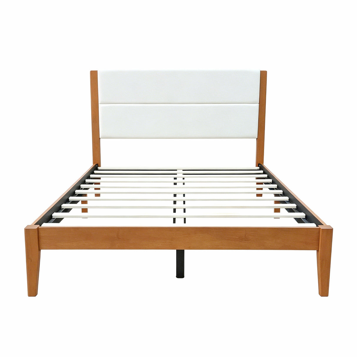 Platform Bed Frame With Upholstered Headboard, Slat Support