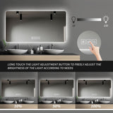 Wall Mounted Bathroom Full Length Makeup Mirror With 3 Color Lighting - Clear