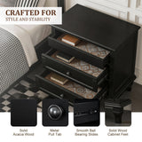 Nightstand With Charging Station, 3 Drawer Storage Table