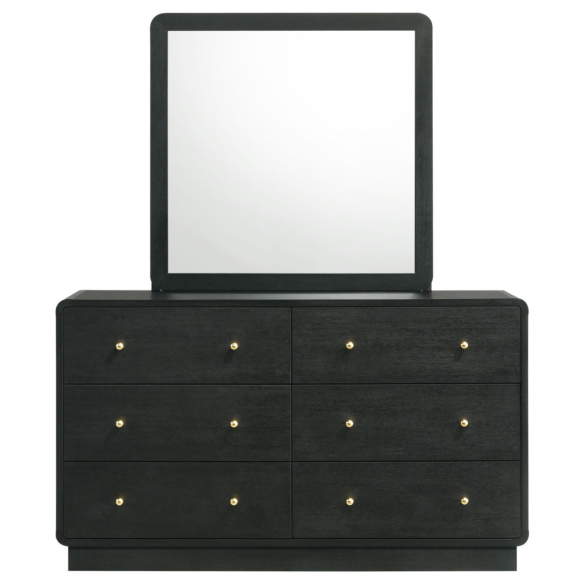 Burton - 6 Drawer Dresser With Mirror - Black