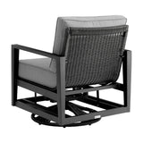 Grand - Aluminum Outdoor Swivel Glider Chair With Cushions - Black / Dark Gray