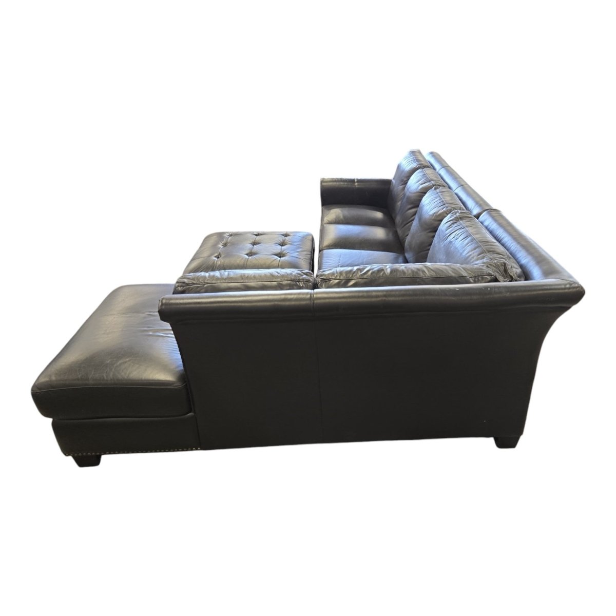 Abbyson Leather Sectional Sofa - Good - (ID G5824) - available at Alpine Outlets in Denver