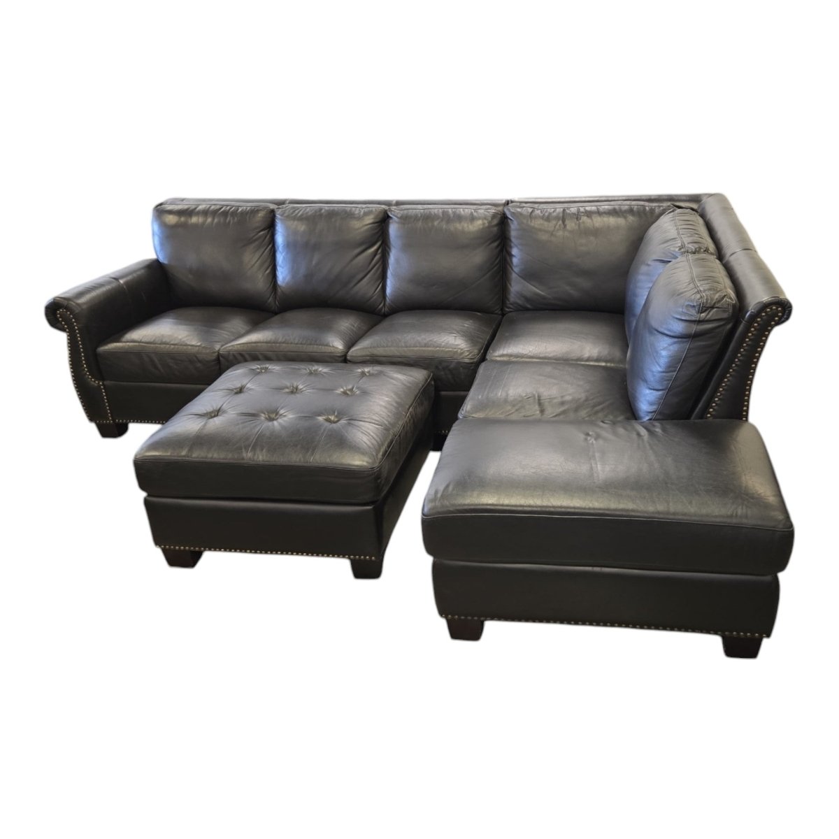 Abbyson Leather Sectional Sofa - Good - (ID G5824) - available at Alpine Outlets in Denver