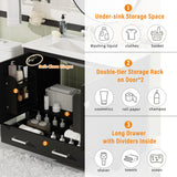 Bathroom Vanity With Sink, Soft Close Doors, Double Shelves & Divided Drawer