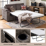 Pull Out Sofa Bed Loveseat With Twin Mattress, Cup Holders And Arm Storage
