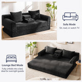Soft Striped Convertible Sofa Bed, Dual Use Lounge Couch With Cup Holders And Pillows