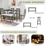 Counter Height Dining Set With Shelf, 4 Chairs And Bench