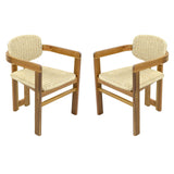 Outdoor Accent Armchairs For Patio (Set of 2) - Natural / Teak