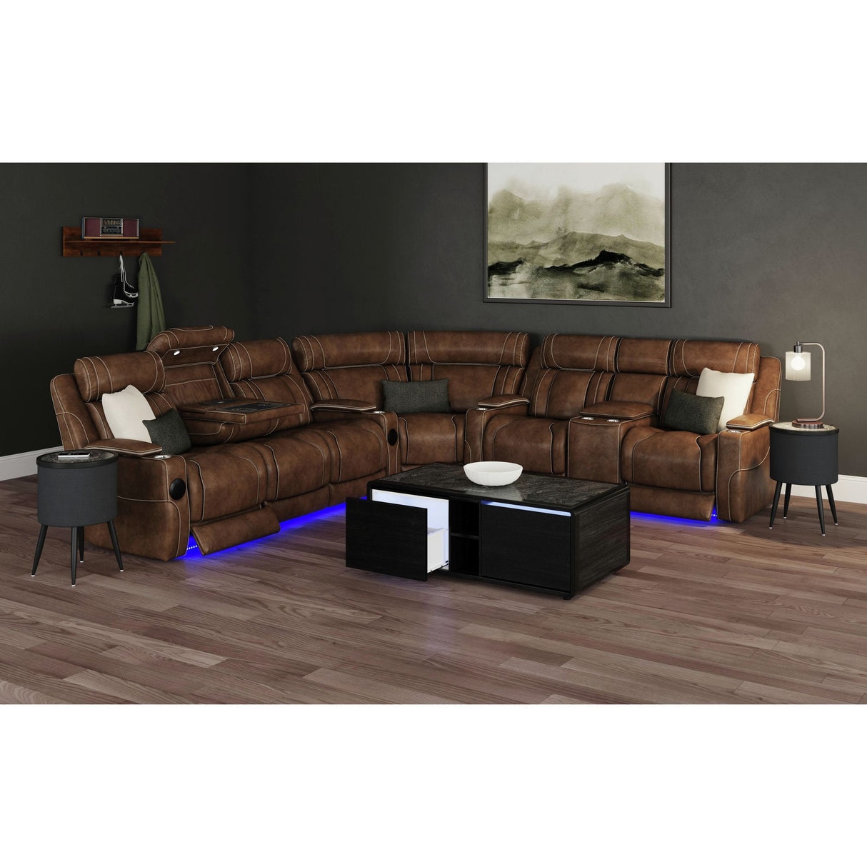 Halo - Round Smart End Table - Black
