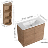 Freestanding Bathroom Vanity With Sink, 2 Soft Close Doors & Storage Rack