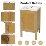 Bathroom Cabinet With Sink, Adjustable Shelf, Soft Closing Hinges - Natural Wood
