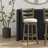 Melindra - Modern Farmhouse Swivel Wood Bar Height Kitchen Bar Stool
