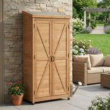 Outdoor Storage Shed With Top Tall Vertical Tool Cabinet - Gold