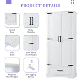 Tall Bathroom Storage Cabinet With 2 Doors And 2 Drawer, Adjustable Shelf - White