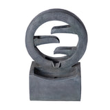 26.77"H Gray Circular Polyresin Outdoor Water Fountain with LED Light, Freestanding Modern Cascading Water Feature for Patio Garden Backyard Decor