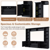 Farmhouse Elegant Entertainment Center Wall Unit With 4 Drawers