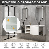 Wall Mounted Bathroom Vanity With Sink, Soft Close Doors, Cabinet & Half Door