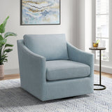 Hannah Light Blue Polyester Arm Chair Swivel Chair