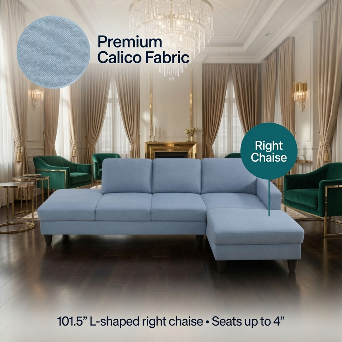 L - Shaped Sectional Sofa With Chaise & Ottoman