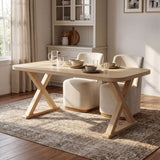 Dining Table With X-Shaped Legs, Rectangular Indoor - Natural