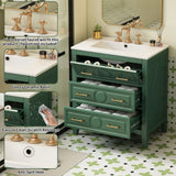 Retro Bathroom Vanity With Sink Combo, Free Standing Single Set With 3 Drawers