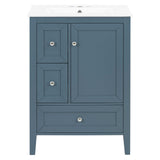 Modern Bathroom Vanity With Sink, Soft Close Drawers & Door, Storage Rack