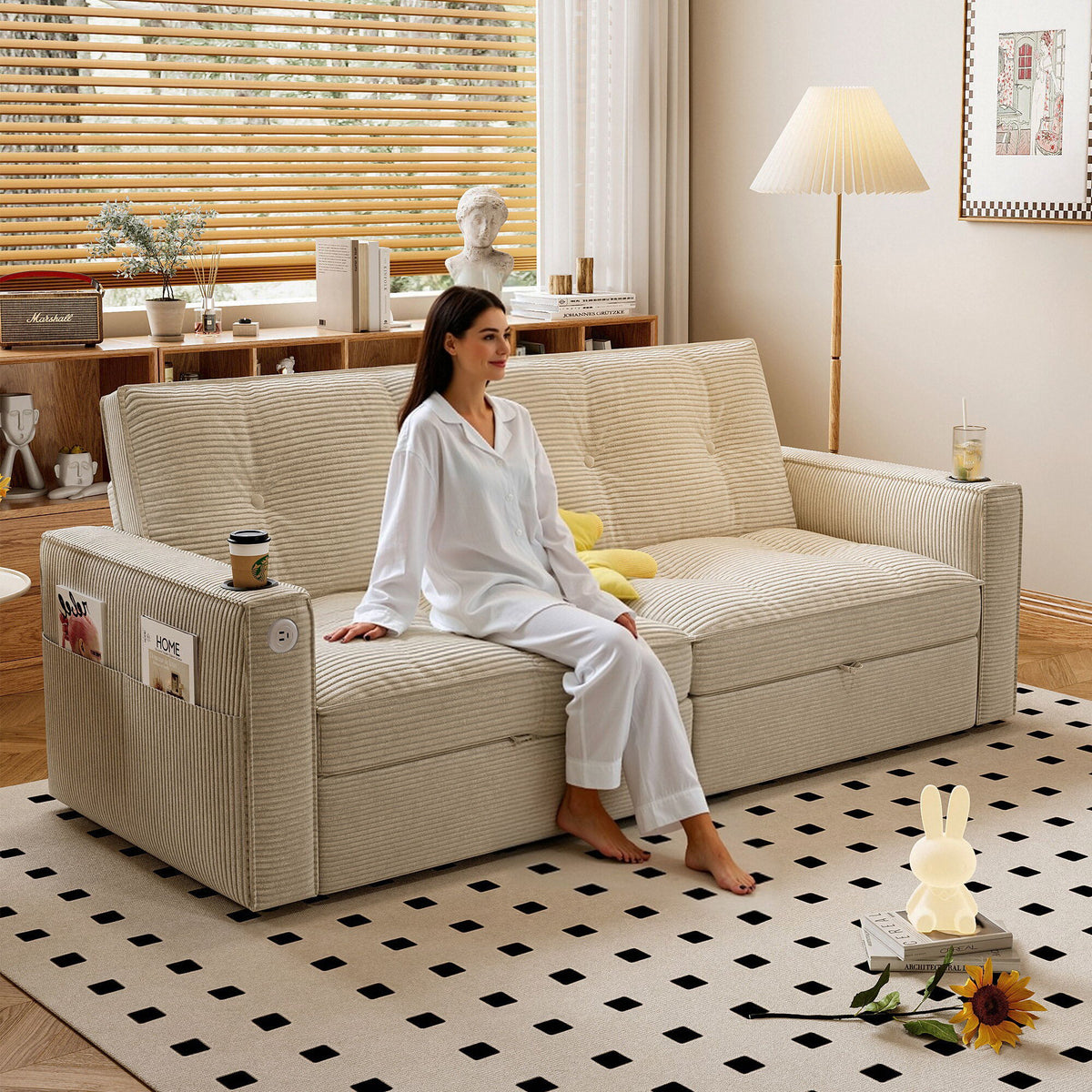2 In 1 Convertible Sofa Bed For Living Rooms
