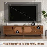 70" TV Stand With Beveled Edge Design - Brown