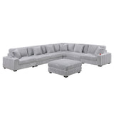 Contemporary Style Modular Sectional Sofa Set With USB, Cup Holder