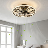 Flower Caged Ceiling Fan With LED Light And Remote Control - Matte Black