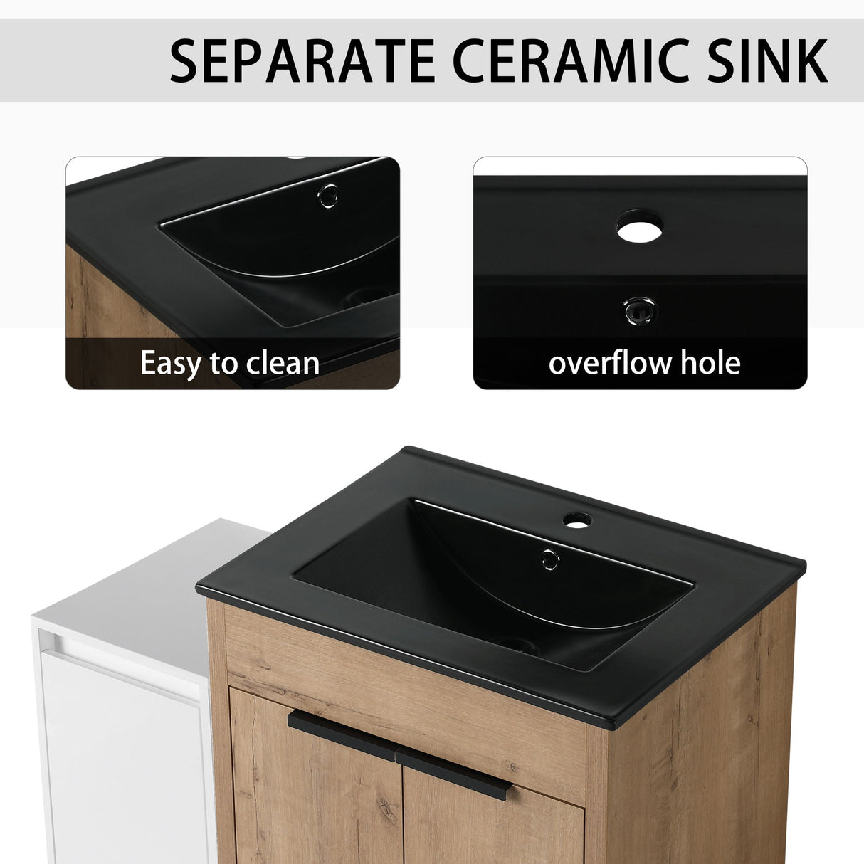Freestanding Bathroom Vanity & Sink And Storage Cabinets, Soft Closing Doors