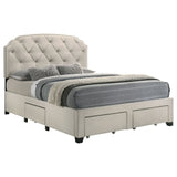4 Drawer Upholstered Storage Bed With Button Tufting