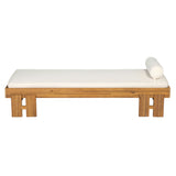 Daybed With Cushion & Pillow, Low Profile Design For Indoor / Outdoor Use - Cream / Teak