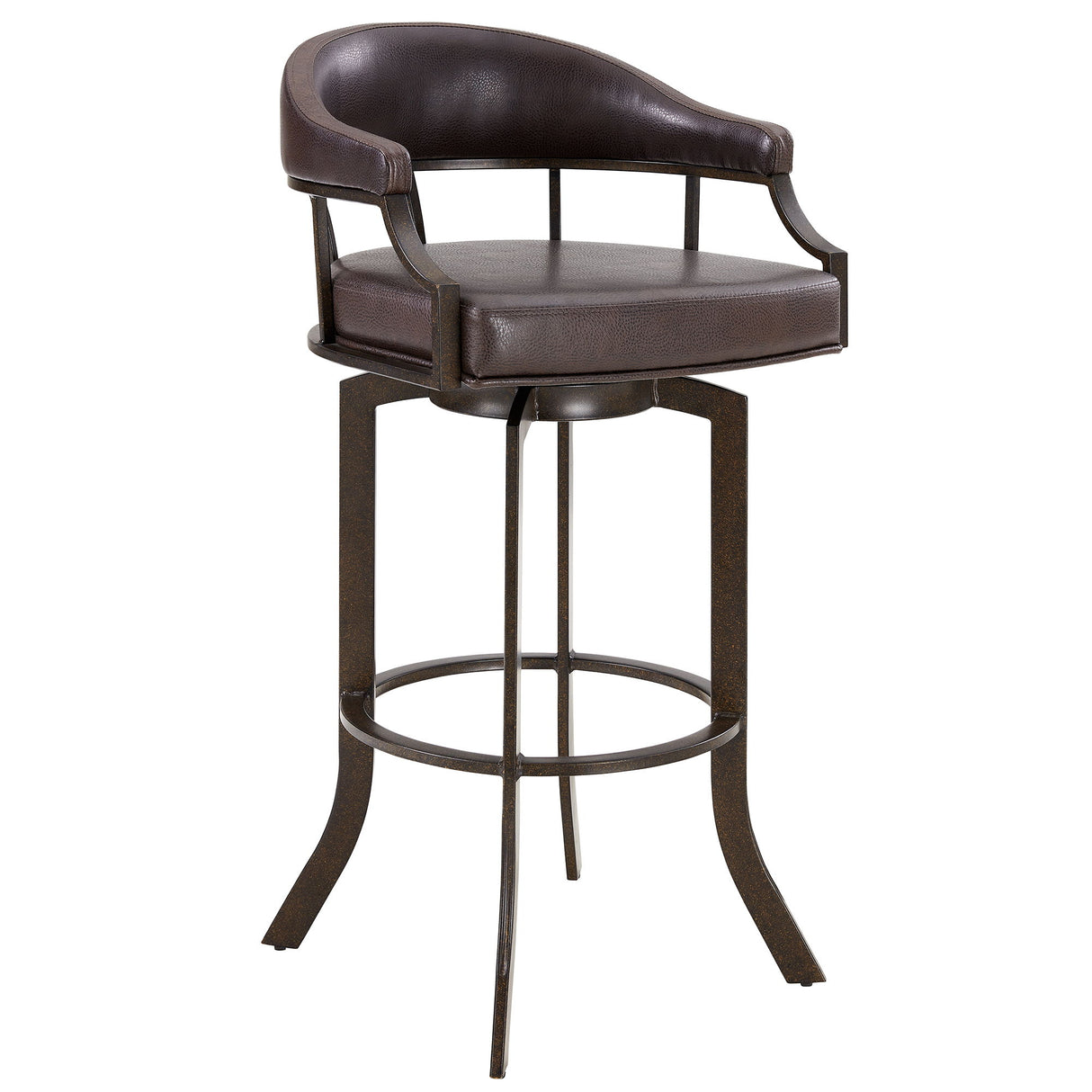 Edy - Swivel 26" Auburn Bay And Brown Faux Leather Bar Stool