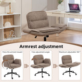 Criss Cross Swivel Desk Chair With Adjustable Armrests & Wheels For Home Office